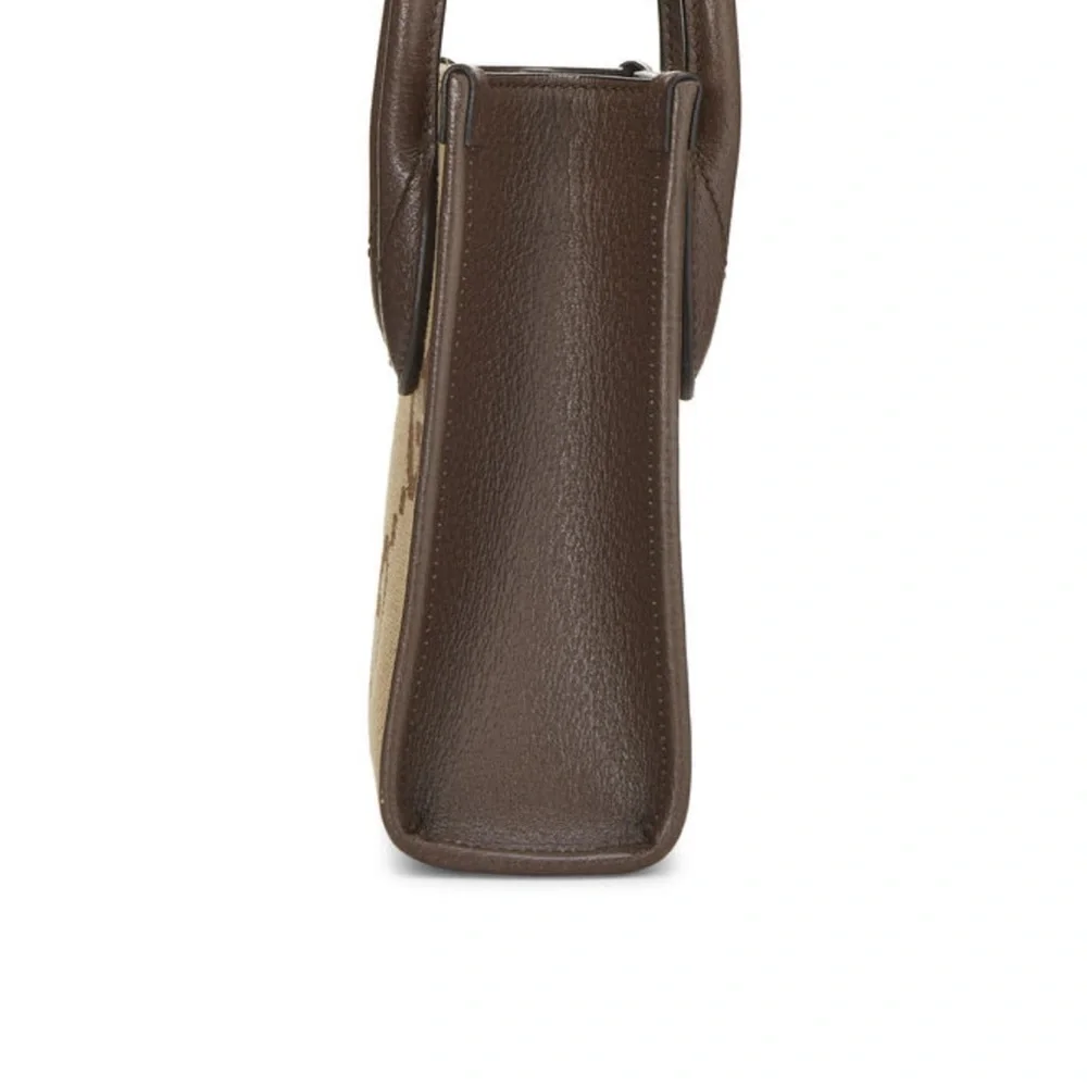 Gucci Jumbo GG Canvas Tote Mini in Brown and Tan with Adjustable Strap - Picture 5 of 11